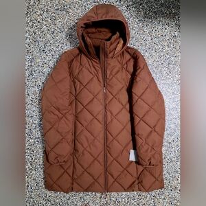 NWT Brown QUILTED Hooded Puffer Coat - Womens Size 2X